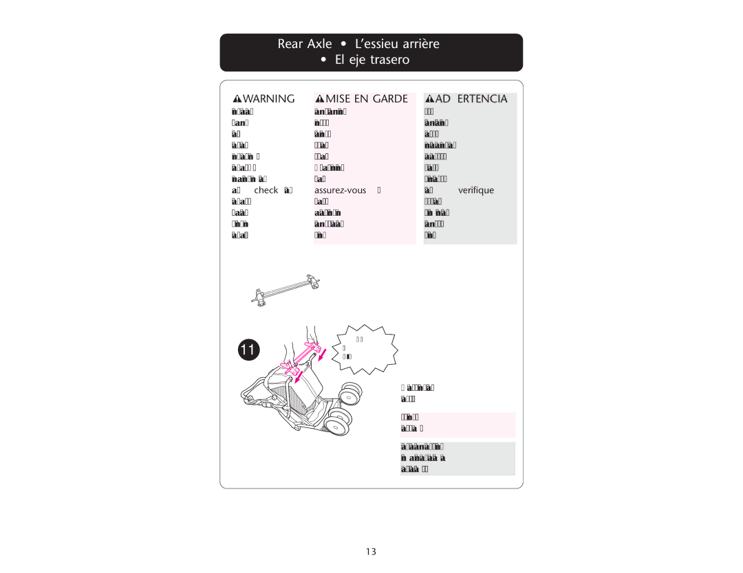 Graco PD108602A owner manual Rear Axle L’essieu arrière El eje trasero, Assurez-vous que 