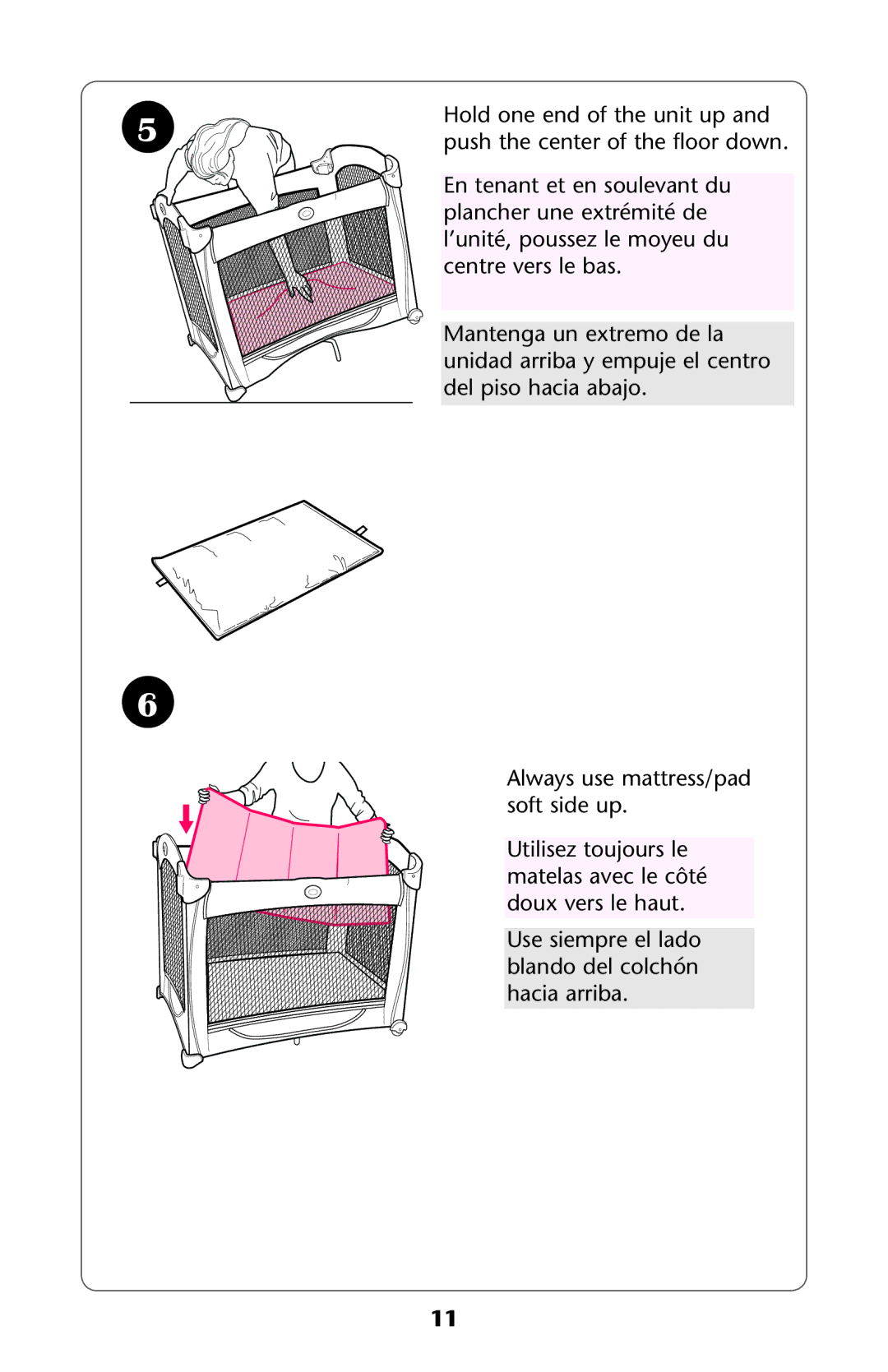 Graco 1757431, PD114224B manual 5TILISEZ Toujours LE Matelaseavec LE Cùtï Doux Vers LE HAUT 