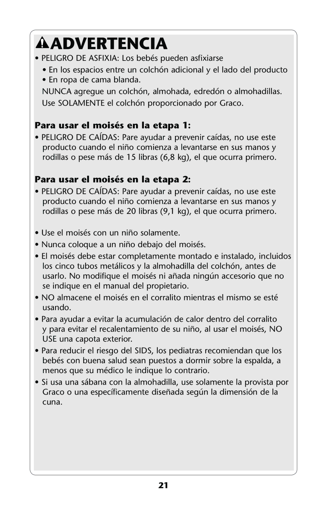 Graco PD114224C owner manual Para usar el moisés en la etapa 