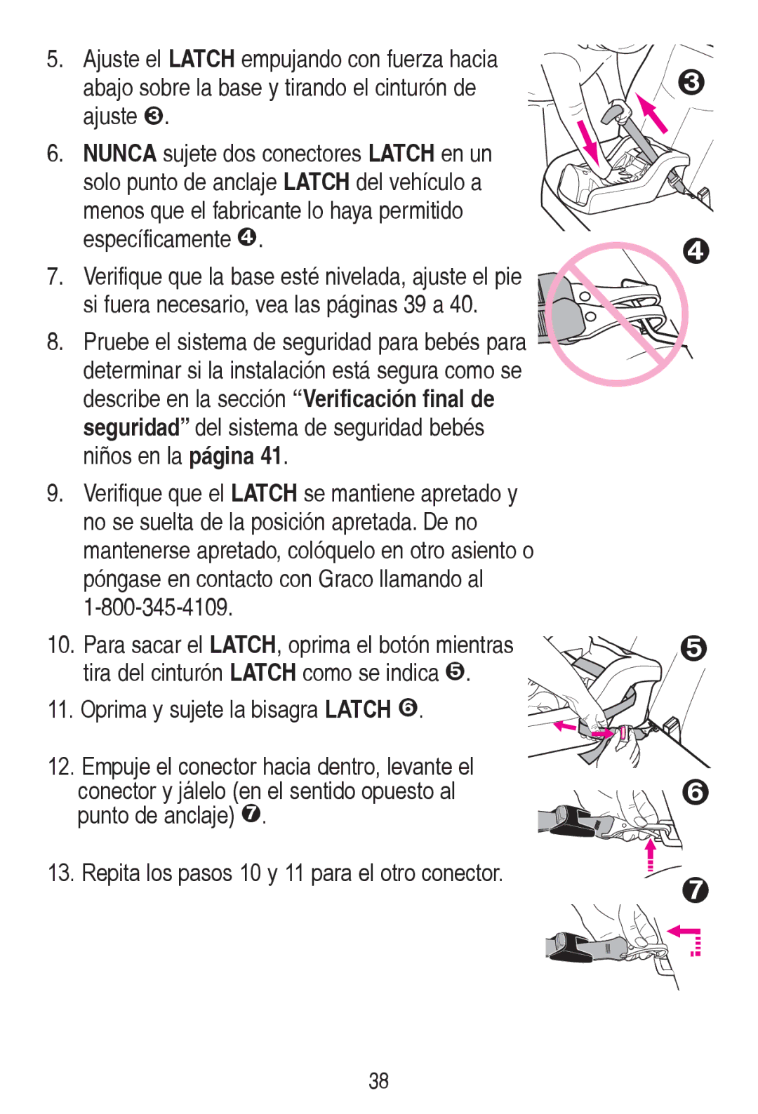 Graco PD115793C manual 2SULPD\VXMHWHODELVDJUD/$7&+ž,  9HULILTXHTXHHO/$7&+VHPDQWLHQHDSUHWDGR\ 