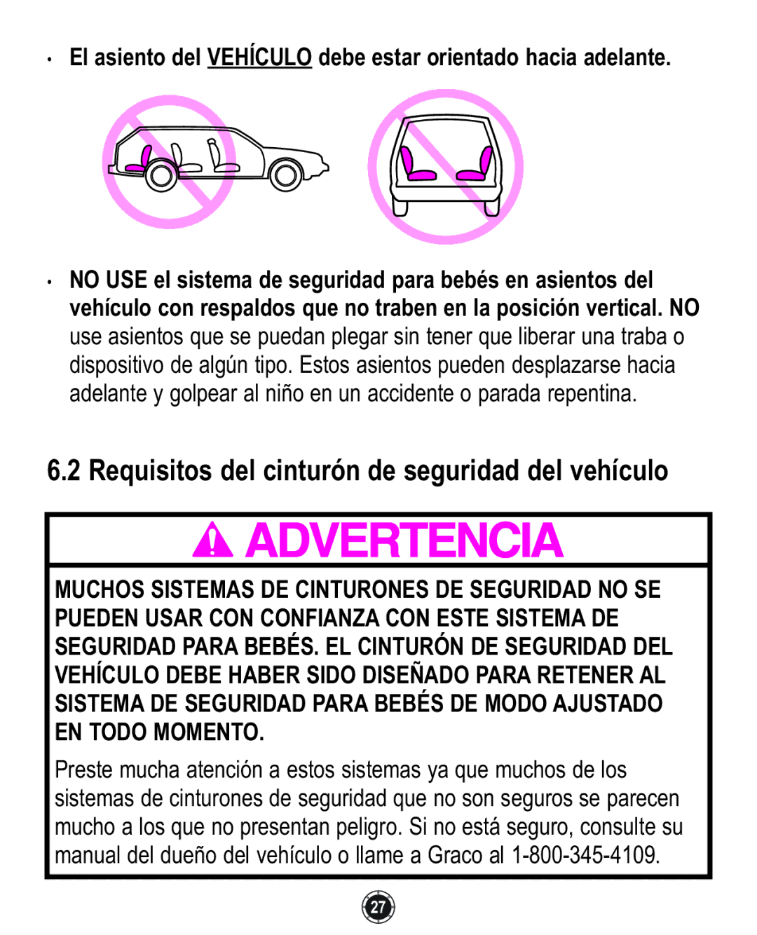 Graco 1759703, PD117254A, 1772343 manual Requisitos del cinturón de seguridad del vehículo 