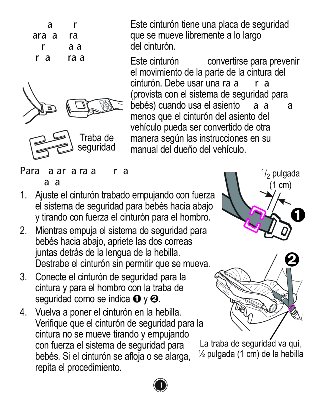 Graco PD117254A, 1772343, 1759703 manual Para instalar la traba de seguridad no lo use con la base 