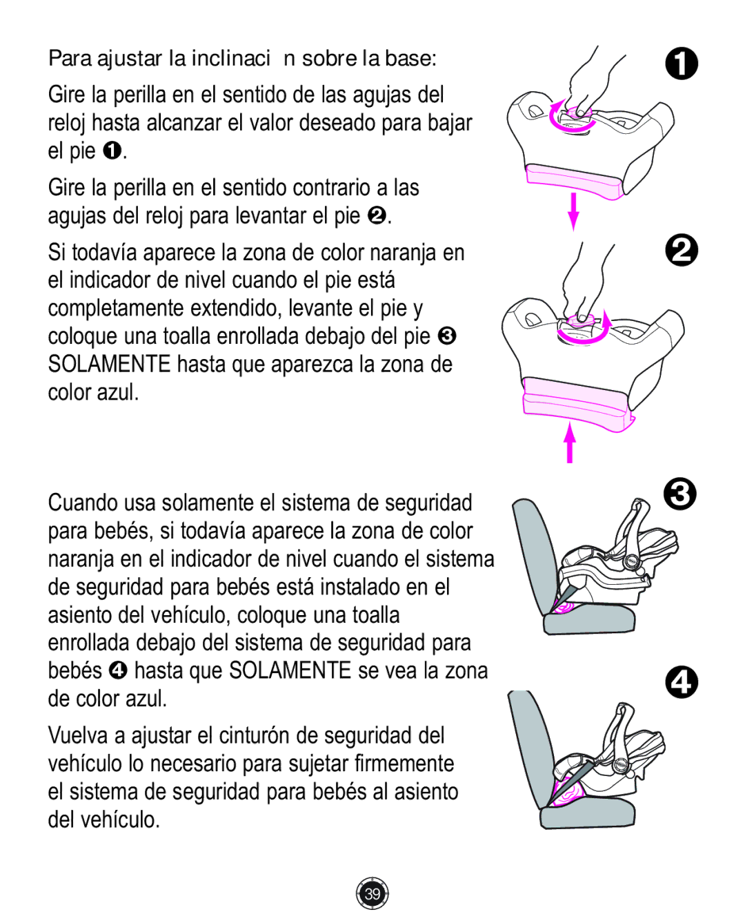 Graco 1759703, PD117254A, 1772343 manual Para ajustar la inclinación sobre la base 