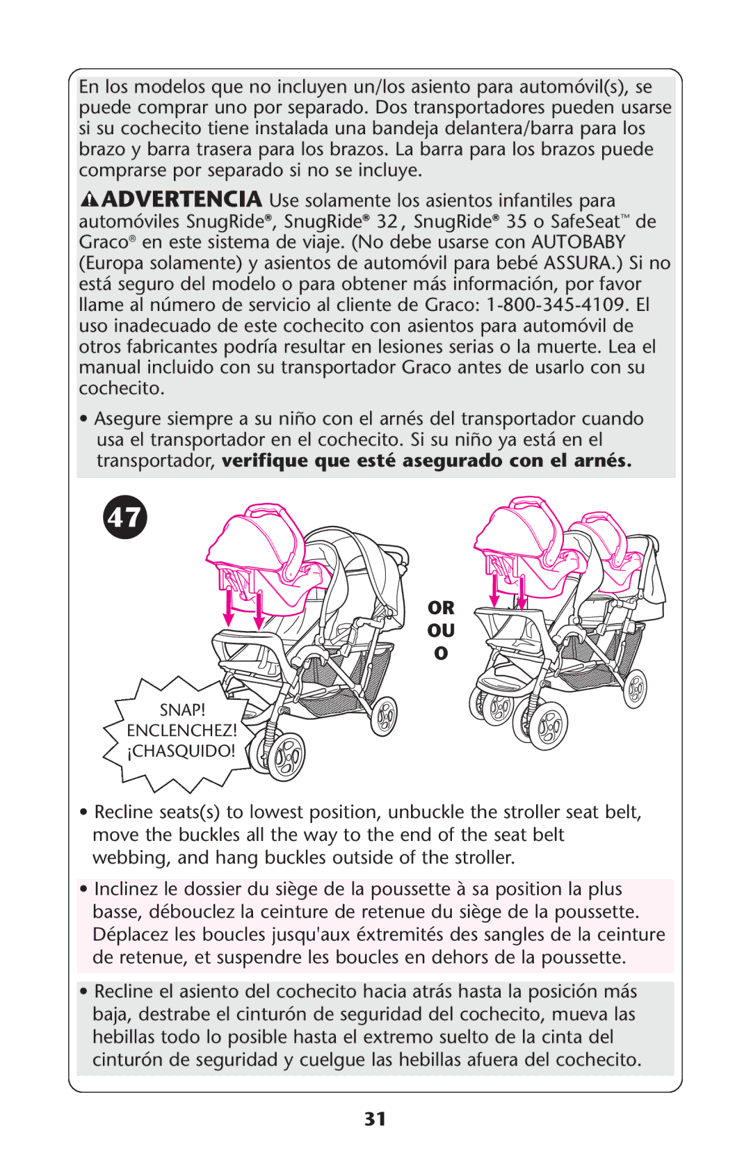 Graco 1759207, PD117355A owner manual Enclenchez ¡CHASQUIDO 