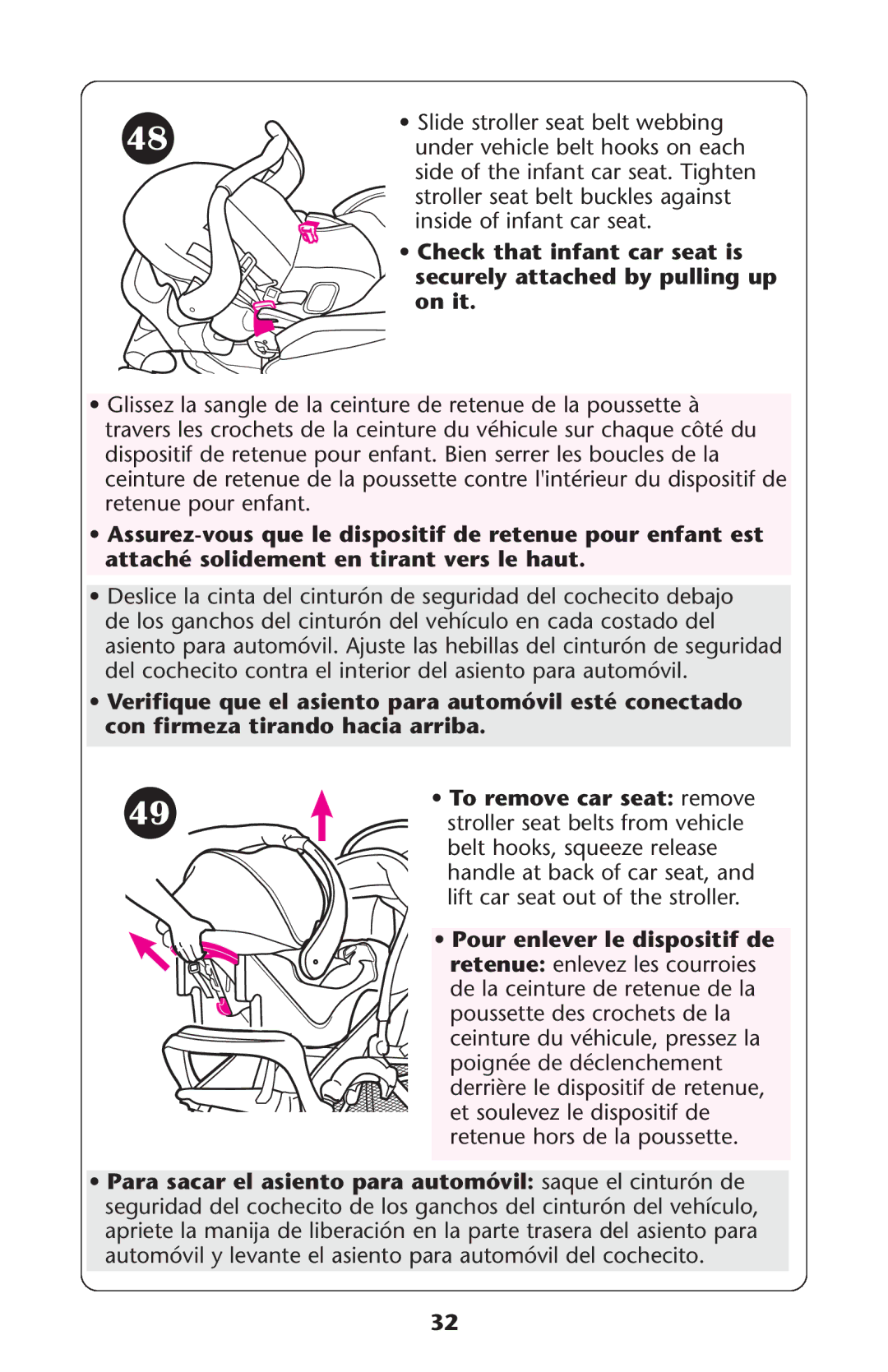 Graco PD117355A, 1759207 owner manual Check that infant car seat is, Securely attached by pulling up, On it 