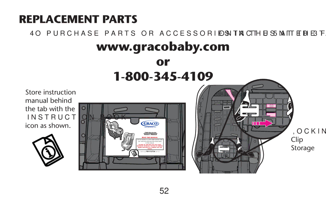 Graco 1757837, PD117812A, 1773713, 1756269, 1757084, 1756268, 1765438, 1757133 Replacement Parts, Ocking, Clip Storage 