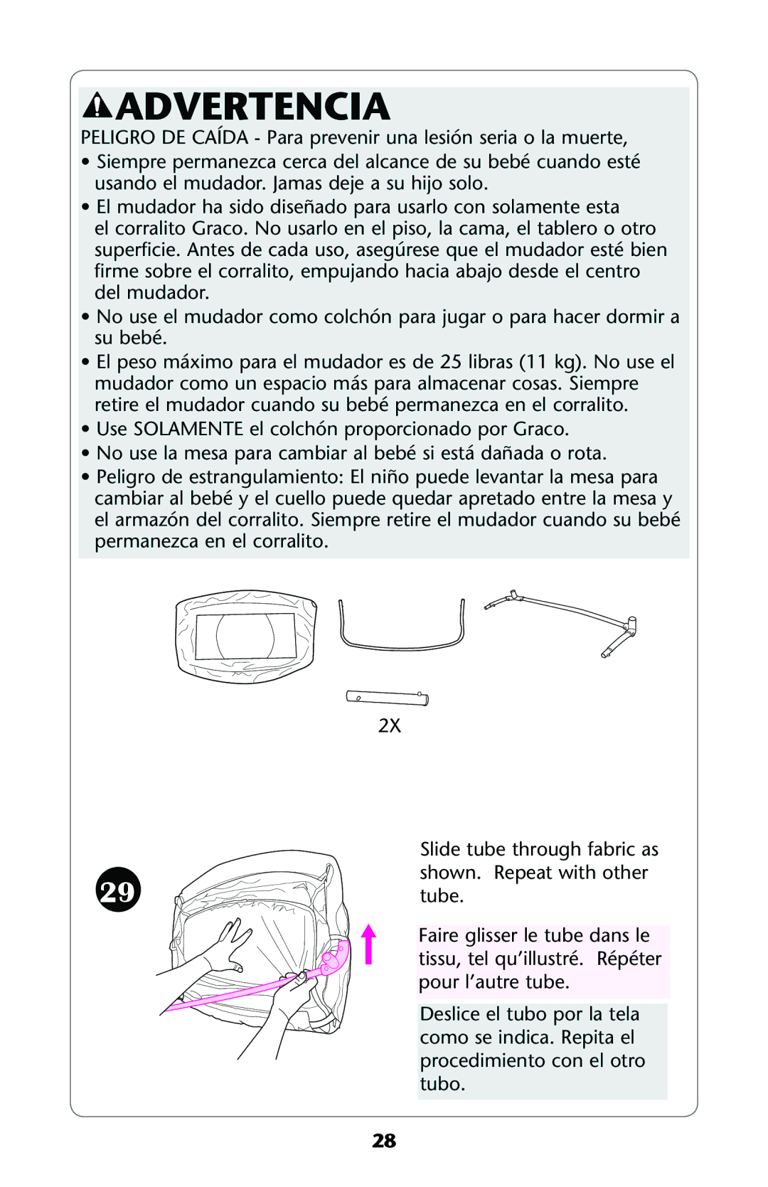 Graco PD120168B owner manual Advertencia 