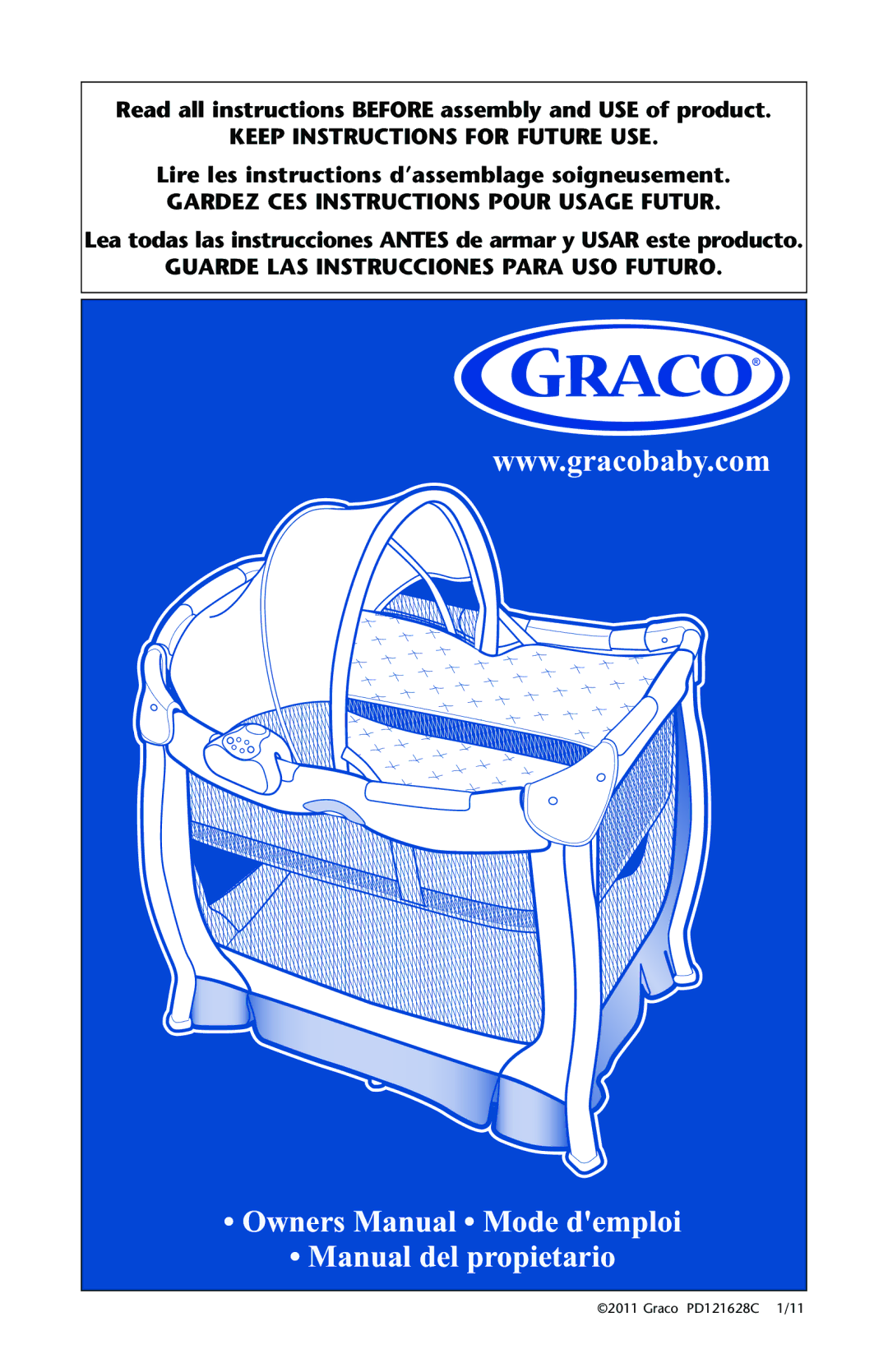 Graco PD121628C owner manual Read all instructions Before assembly and USE of product 