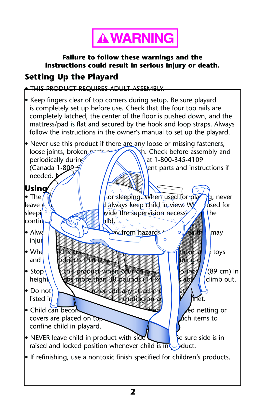 Graco PD121628C owner manual Setting Up the Playard, Using the Playard 