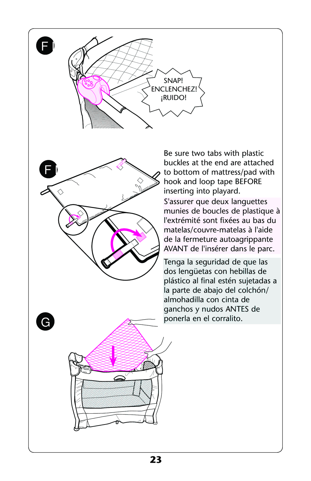 Graco PD121628C owner manual Snap Enclenchez ¡RUIDO 