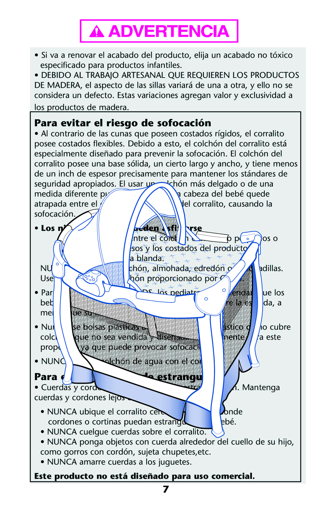 Graco PD121628C owner manual Para evitar el riesgo de sofocación, Para evitar el riesgo de estrangulación 