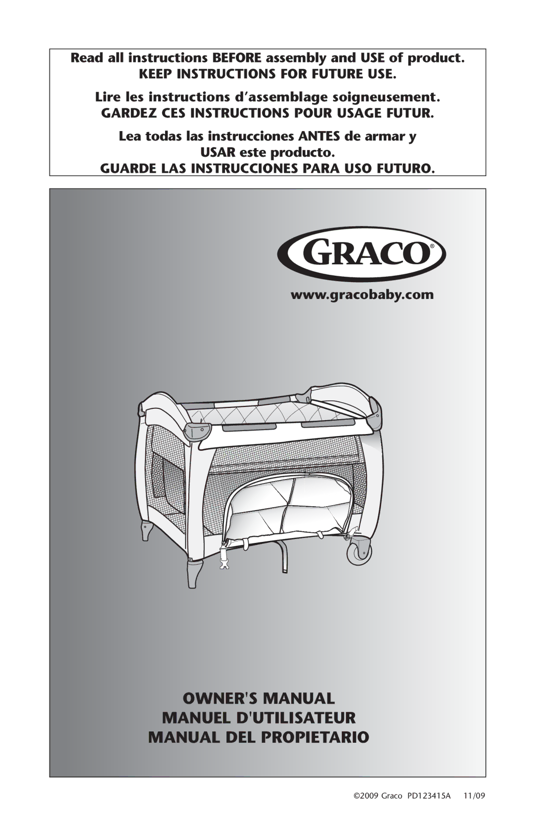 Graco PD123415A owner manual Manual DEL Propietario 