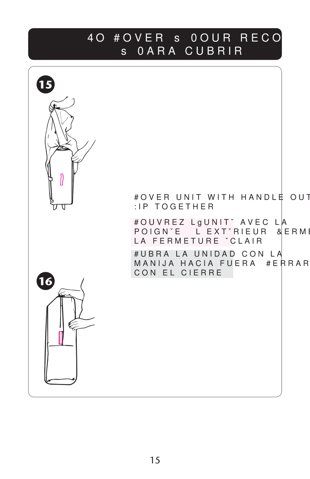 Graco PD123415A owner manual 4O #OVERV ss 0OUR Recouvir Ss 0ARA Cubrir, #OVERVUNIT with Handle OUT IPITOGETHER 