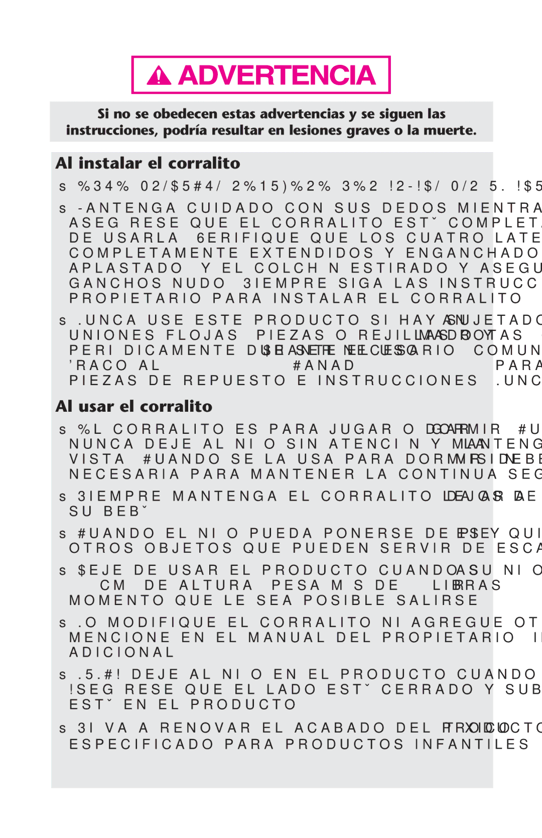 Graco PD123415A Al instalar el corralito, Al usar el corralito, Ss%34% 02/$5#4/ 2%15%2% 3%2%!2-!$/ 0/2/5. !$5,4/ 