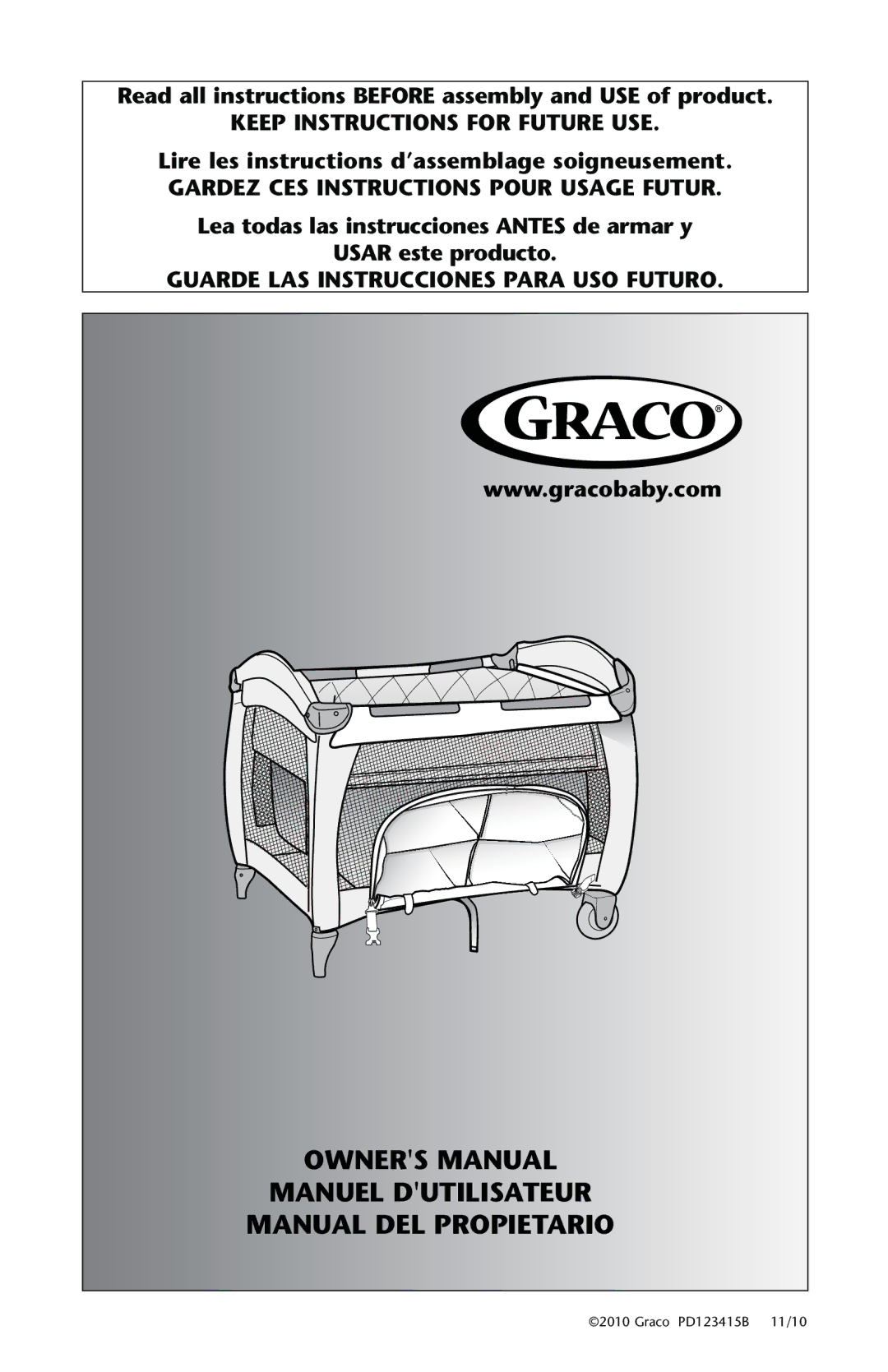 Graco PD123415B owner manual Manual DEL Propietario 