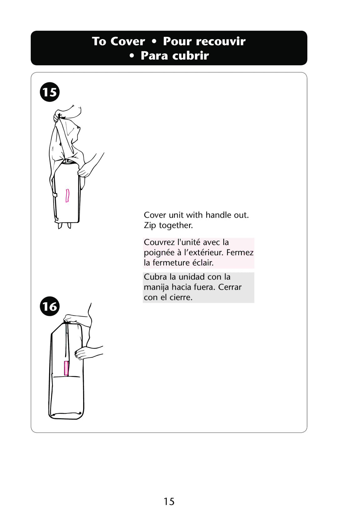 Graco PD123415B owner manual To Cover Pour recouvir Para cubrir 