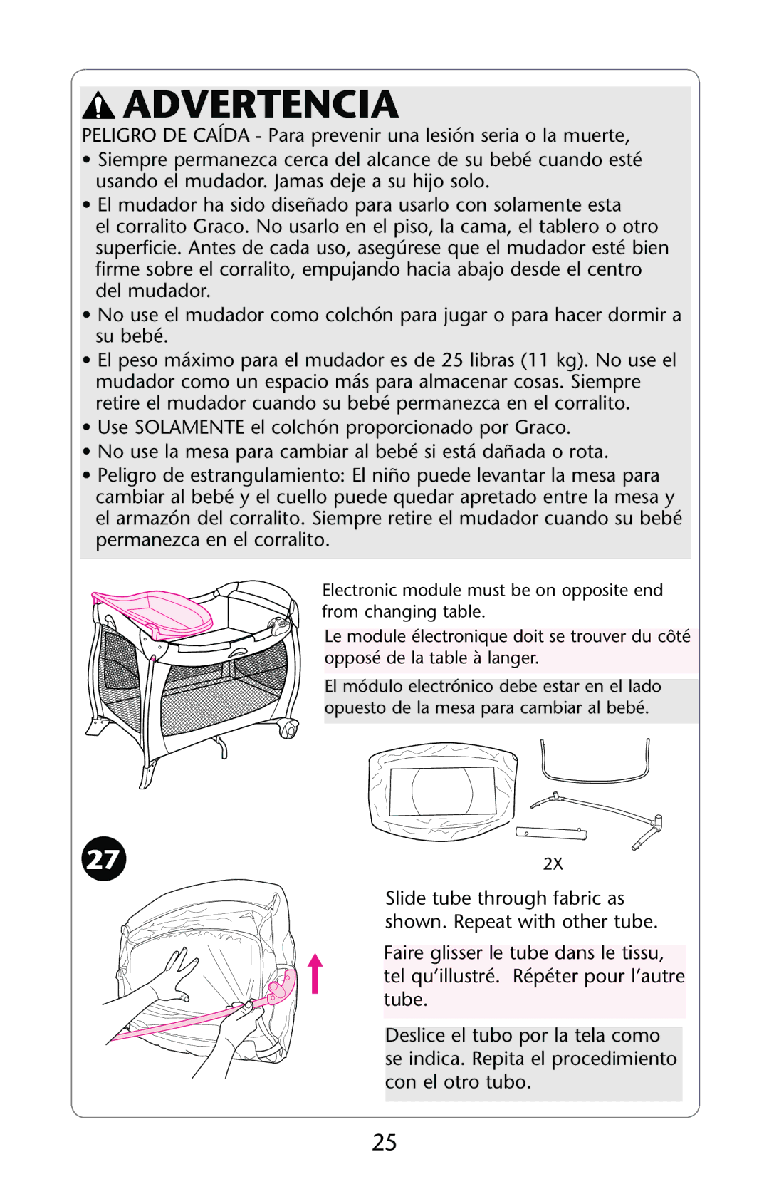 Graco PD123415B owner manual Advertencia 