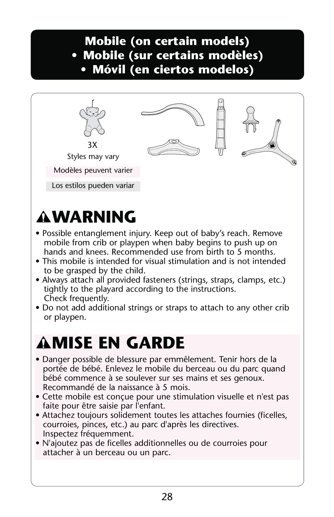 Graco PD123415B owner manual Mise EN Garde 