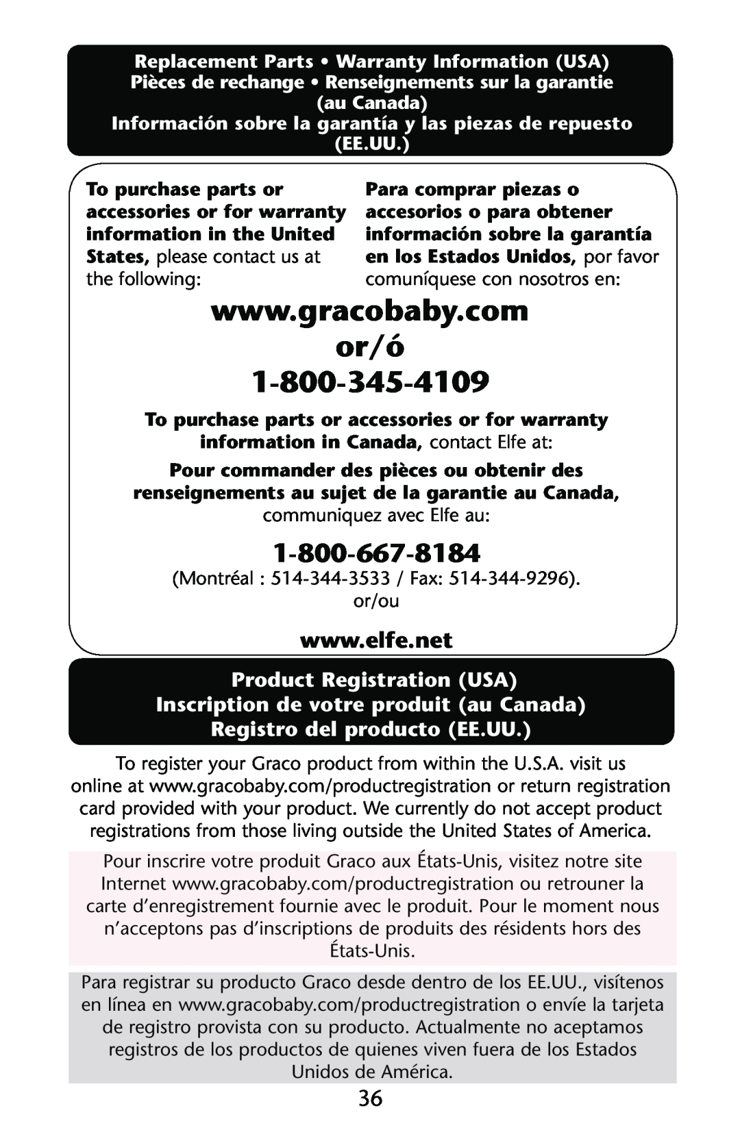 Graco PD123415B or/ó, Product Registration USA Inscription de votre produit au Canada, Registro del producto EE.UU 