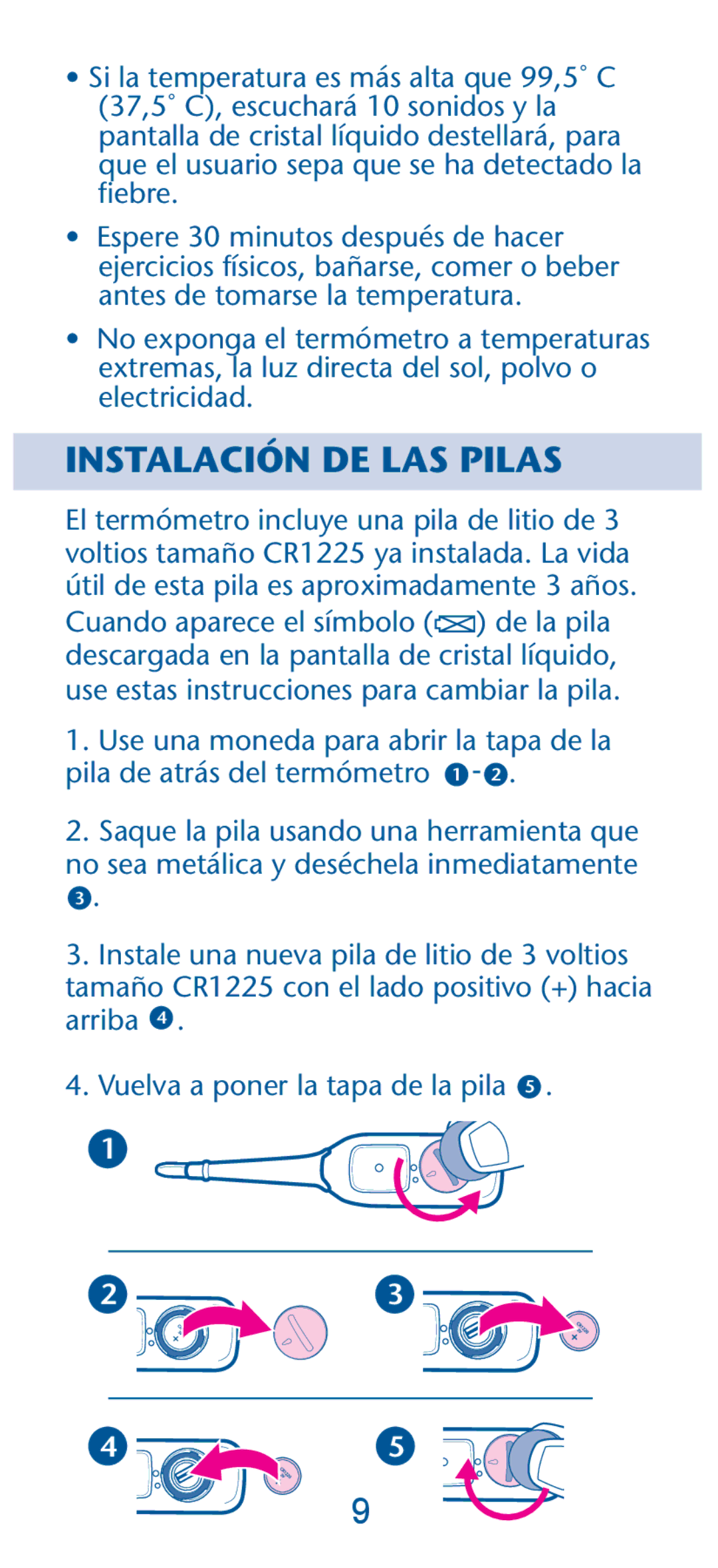 Graco 1769606, PD135573A owner manual Instalación DE LAS Pilas 