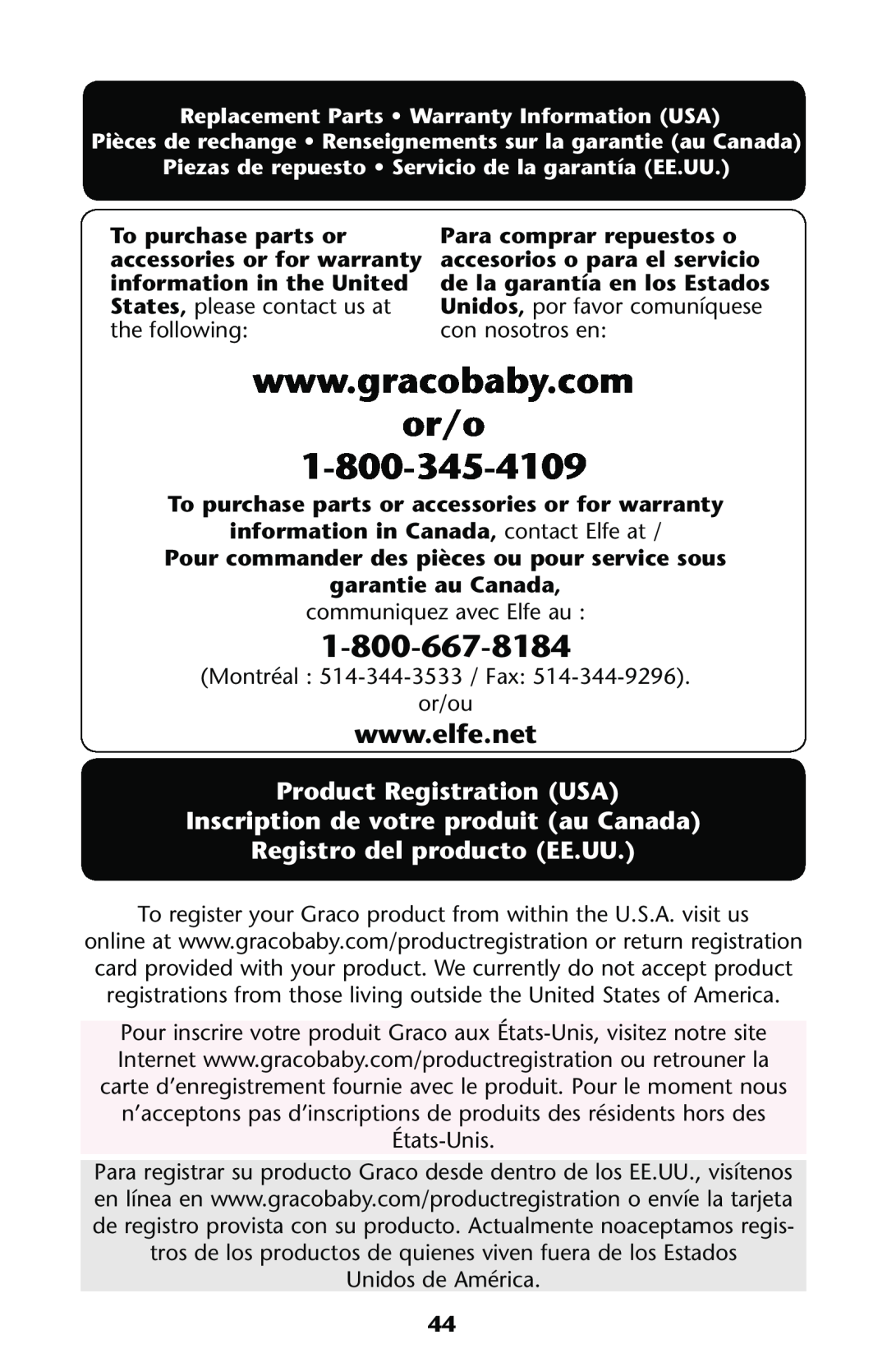 Graco PD137548A or/o, Product Registration USA Inscription de votre produit au Canada, Registro del producto EE.UU 