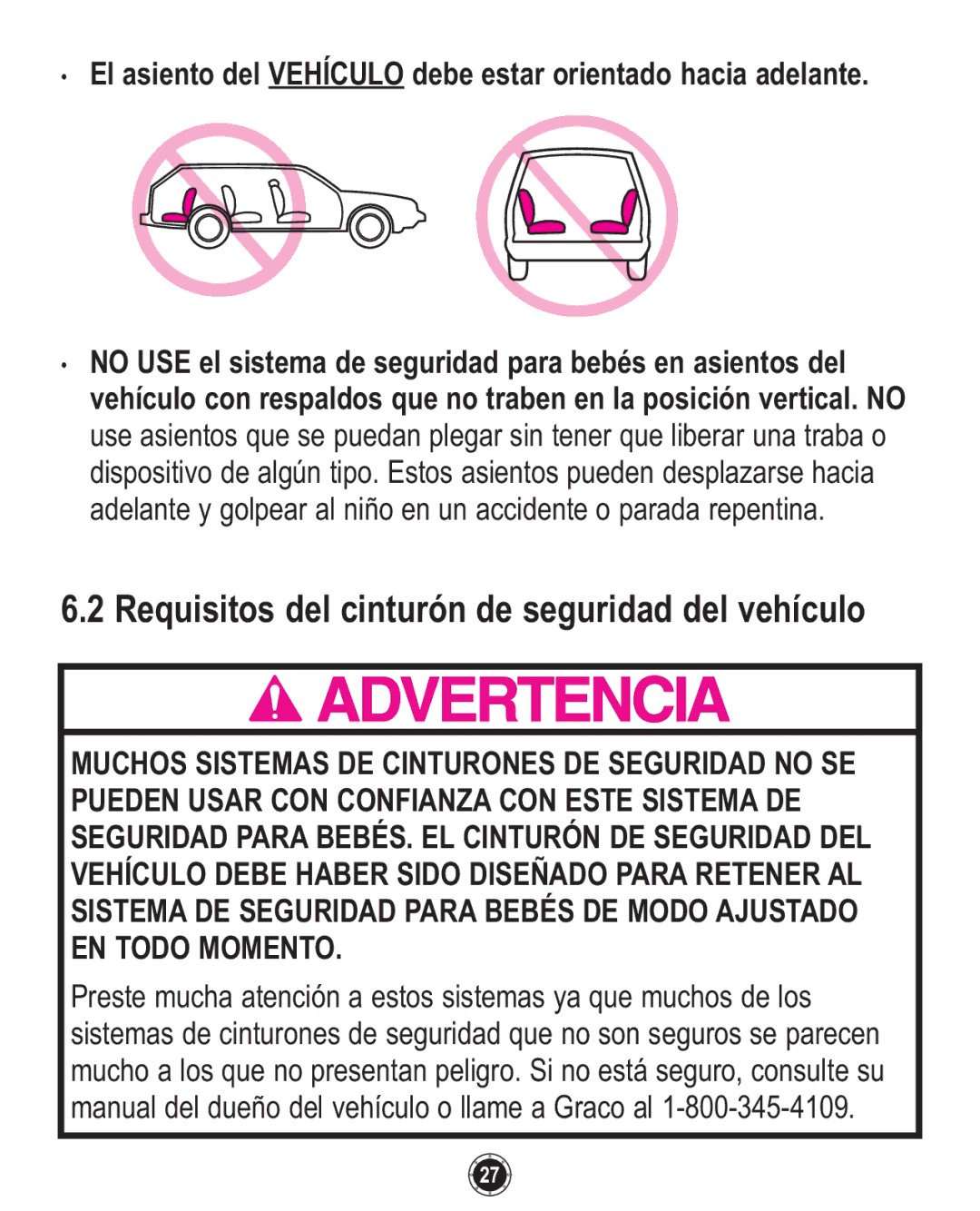 Graco PD137548B owner manual Requisitos del cinturón de seguridad del vehículo 