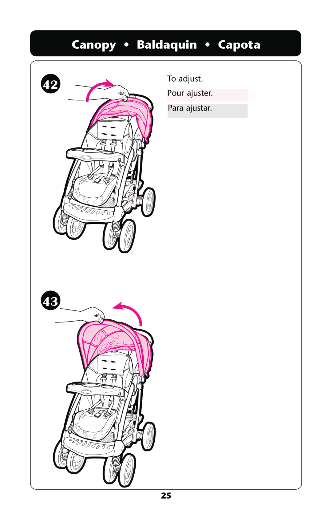 Graco PD137548B owner manual Canopy Baldaquin Capota 