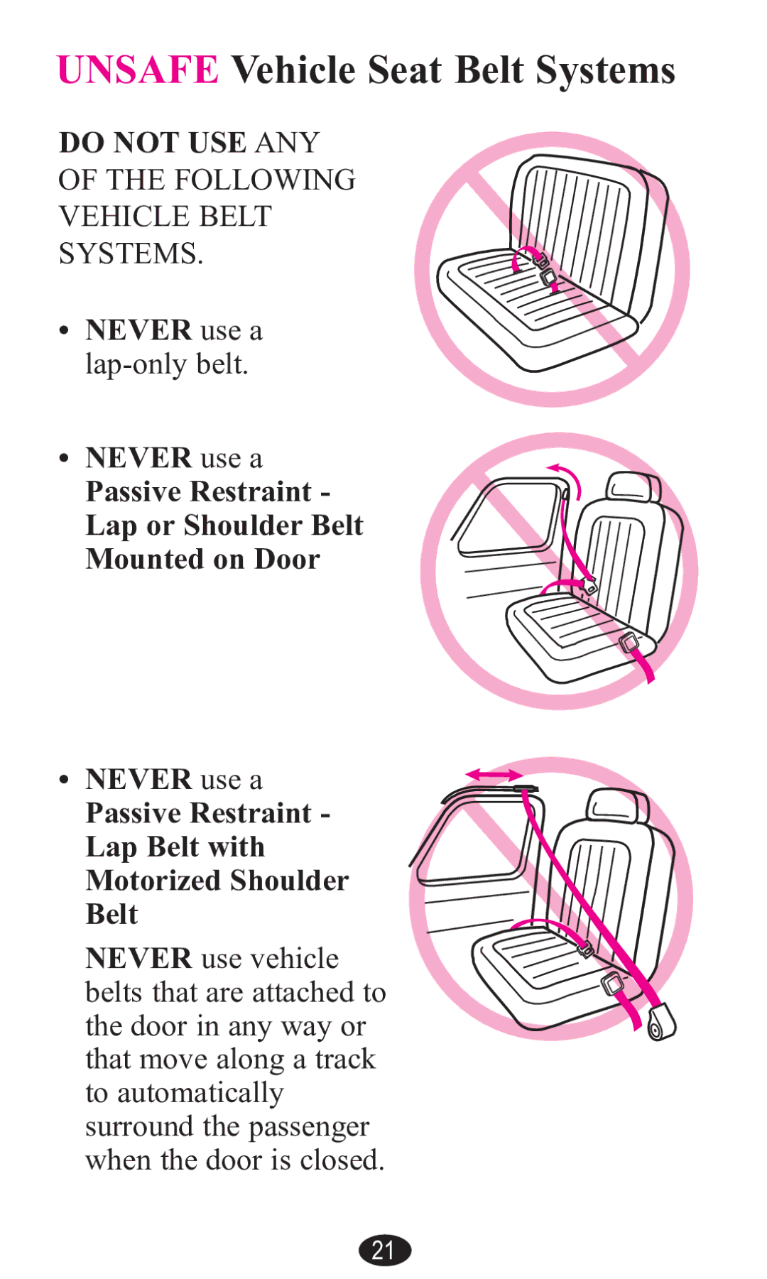 Graco PD141229A manual Unsafe Vehicle SeDt Belt SyVtemV 