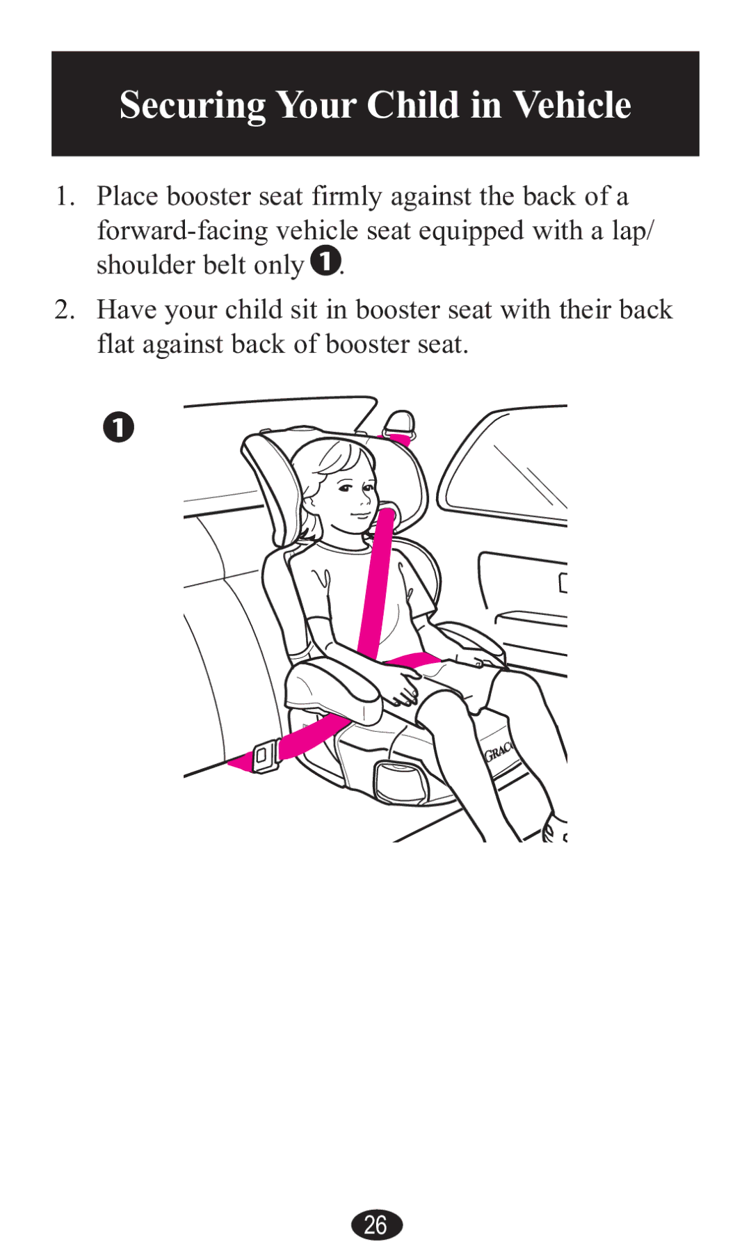 Graco PD141229A manual SecurinJ Your Child in Vehicle, IodwDjdlqvwEdfnRiErrvwhuVhdw 