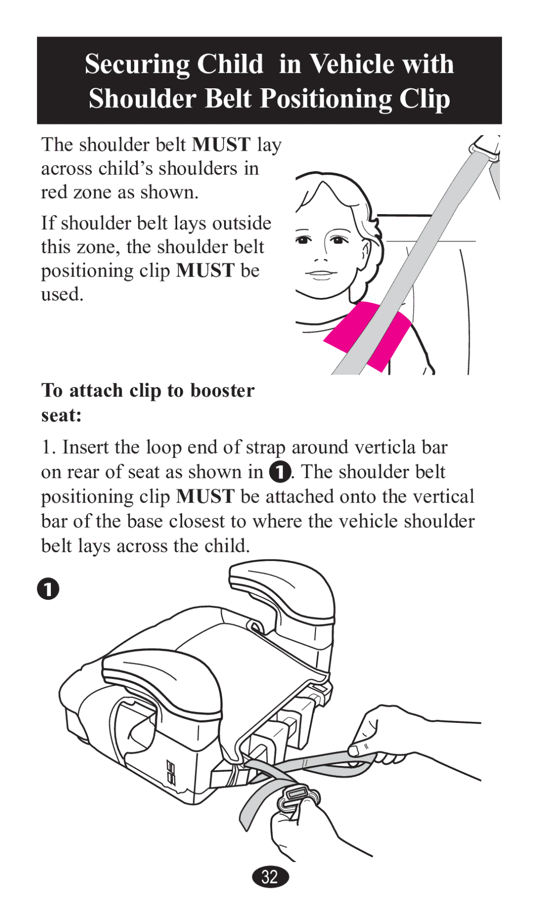 Graco PD141229A manual 7KHVKRXOGHUEHOWMUSTOD\, To DttDch clip to booVter VeDt 