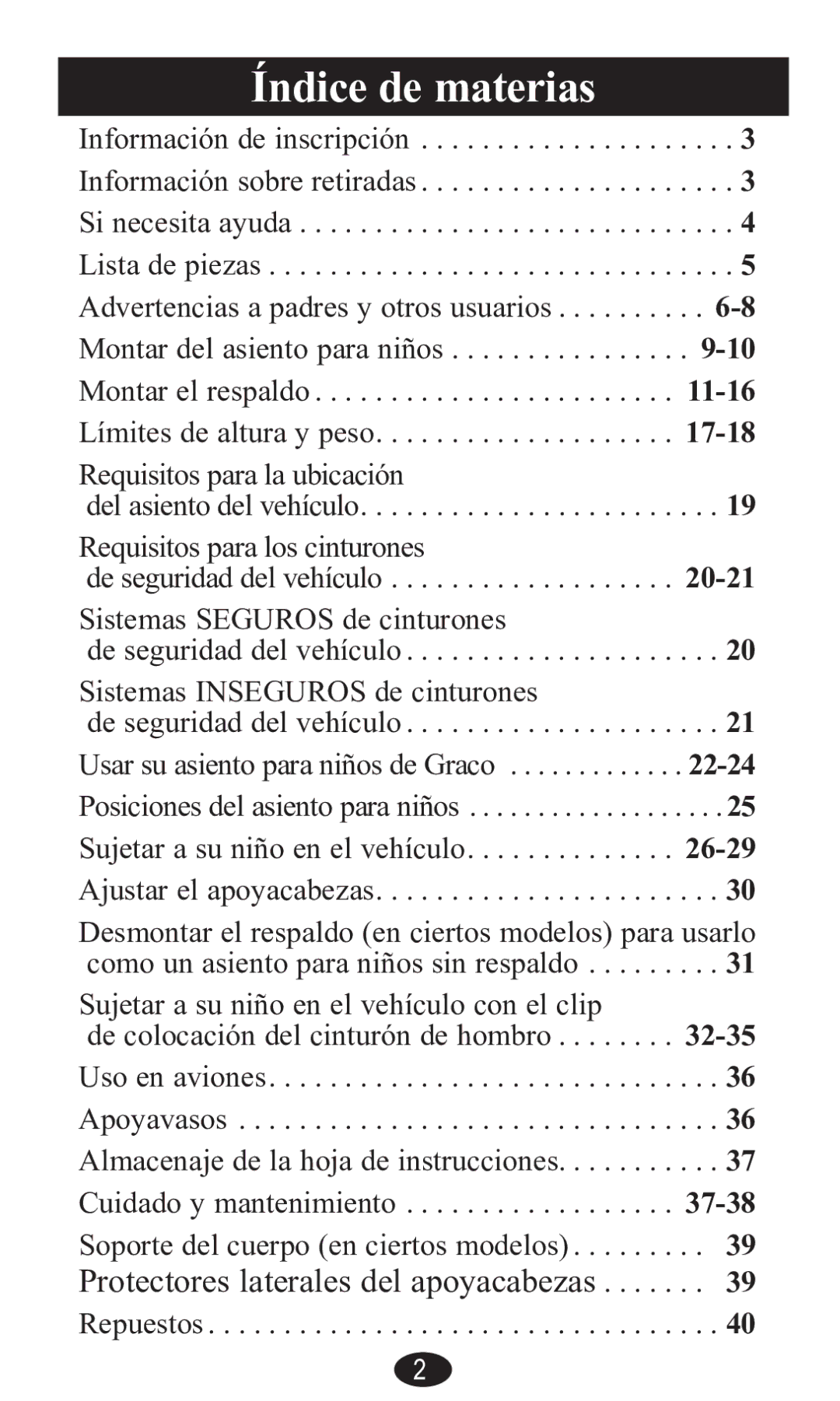 Graco PD141229A manual Índice de mDteriDV, 5HTXLVLWRVSDUDODXELFDFLyQ 