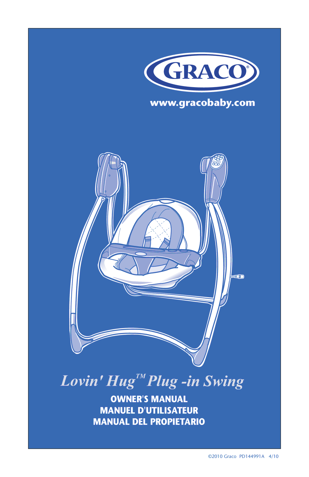 Graco PD144991A owner manual Lovin Hug Plug -in Swing 