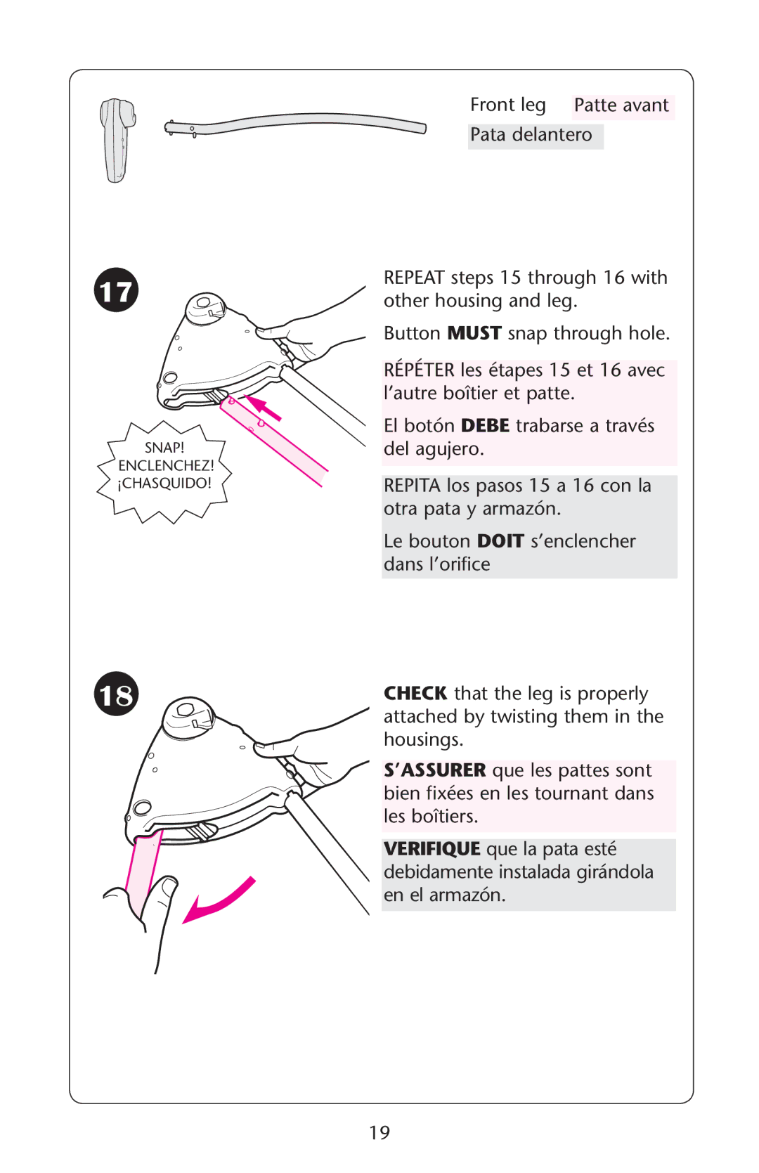 Graco PD144991A owner manual Snap Enclenchez ¡CHASQUIDO 