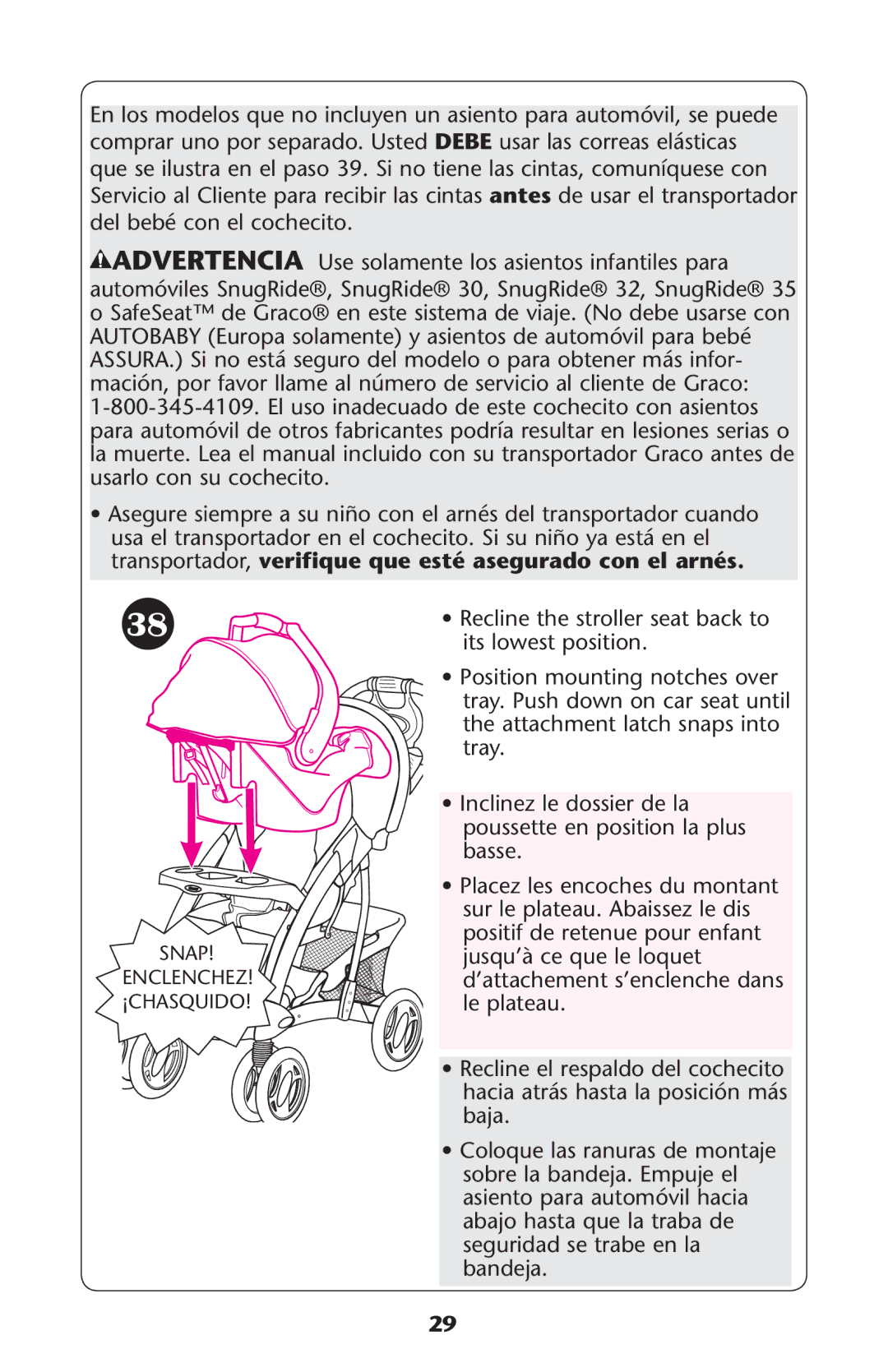 Graco 1769847, PD147137A owner manual Snap Enclenchez 