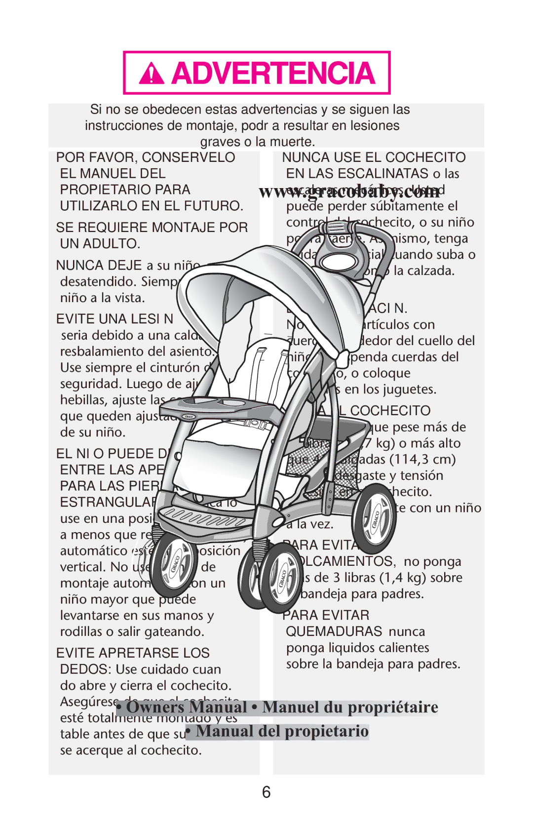 Graco PD147137A, 1769847 owner manual POR FAVOR, Conservelo Nunca USE EL Cochecito EL Manuel DEL 