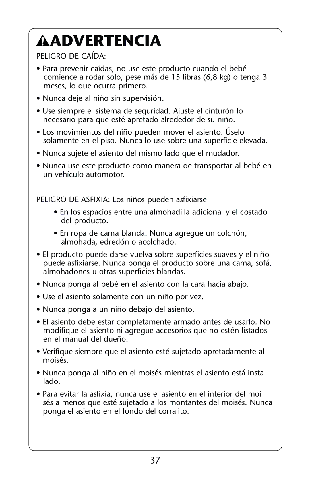 Graco PD147439C owner manual Peligro DE Caída 