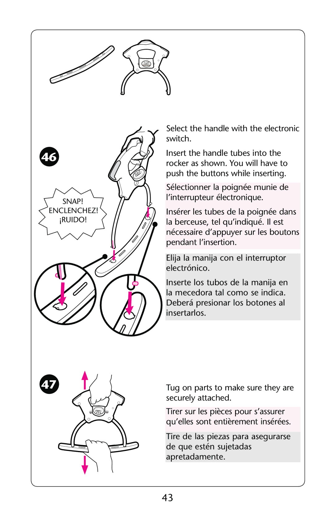 Graco PD147439C owner manual Snap Enclenchez ¡RUIDO 