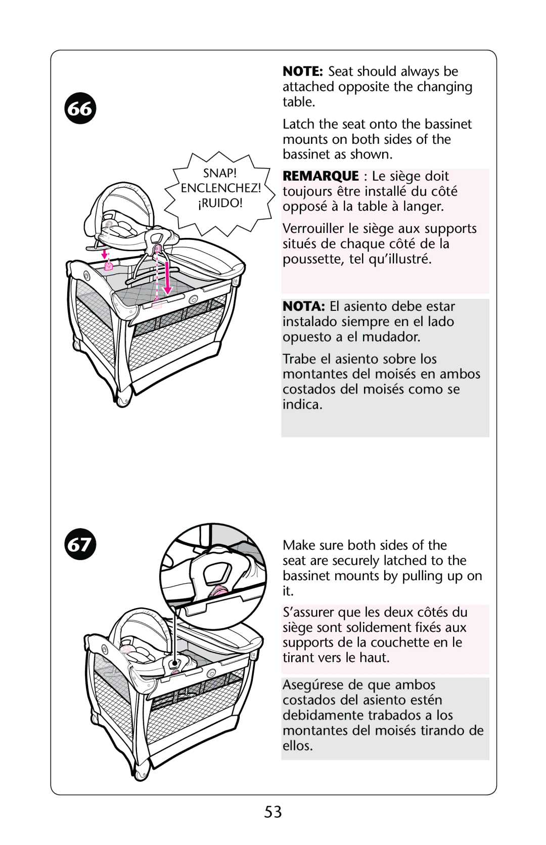 Graco PD147439C owner manual Attached opposite the changing 