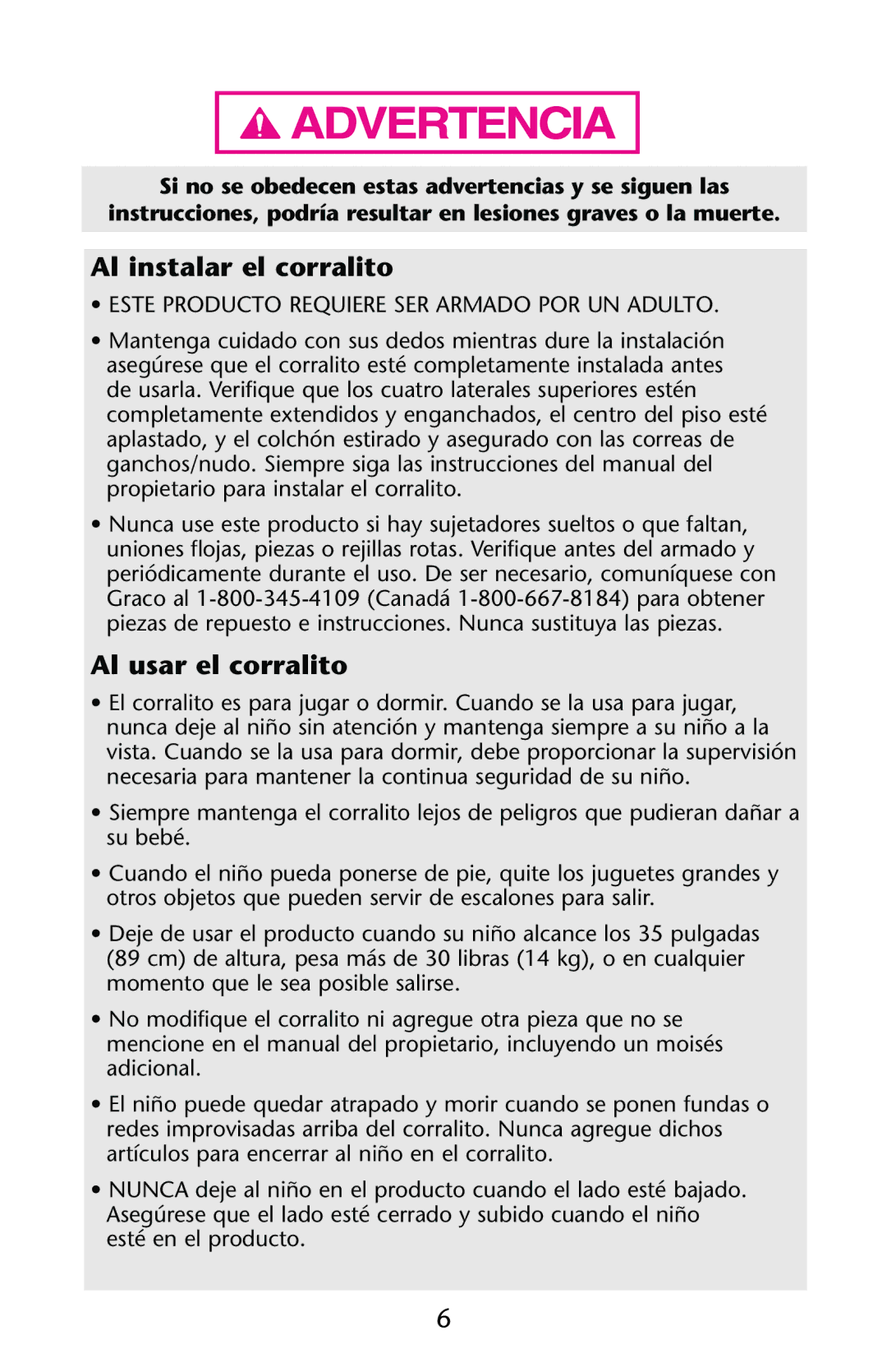 Graco PD147439C owner manual Al instalar el corralito, Este Producto Requiere SER Armado POR UN Adulto 