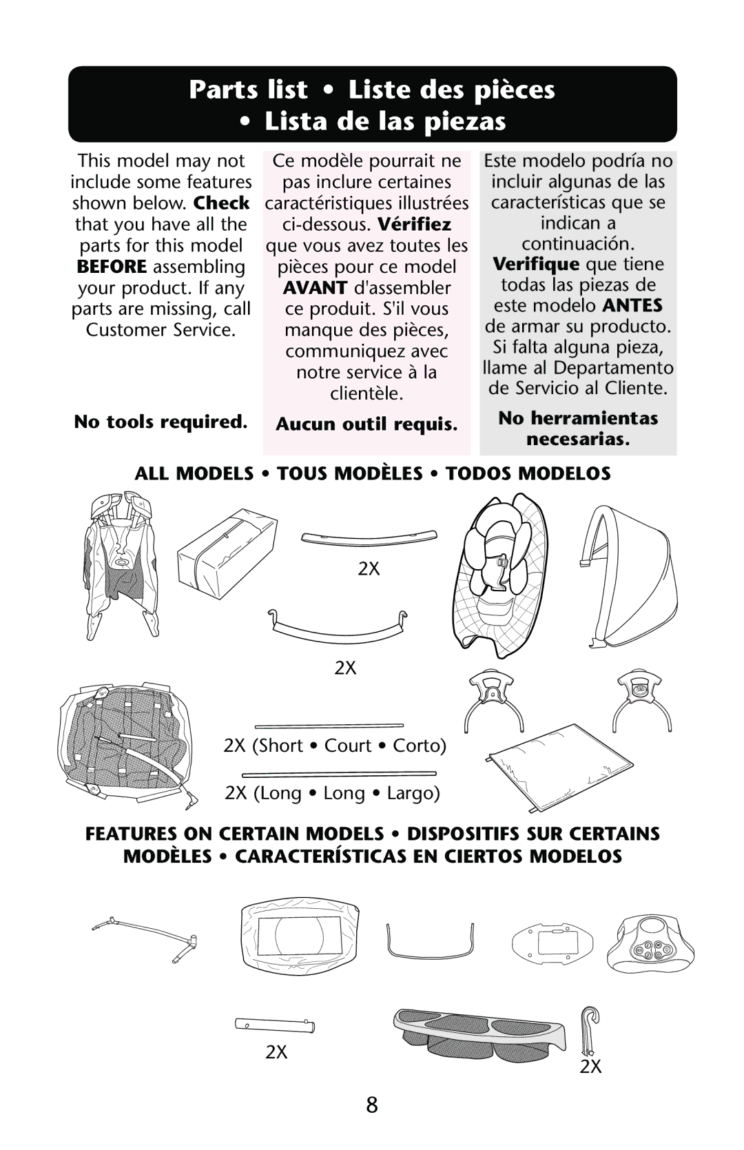 Graco PD147439C owner manual Parts list Liste des pièces Lista de las piezas, Verifique que tiene 