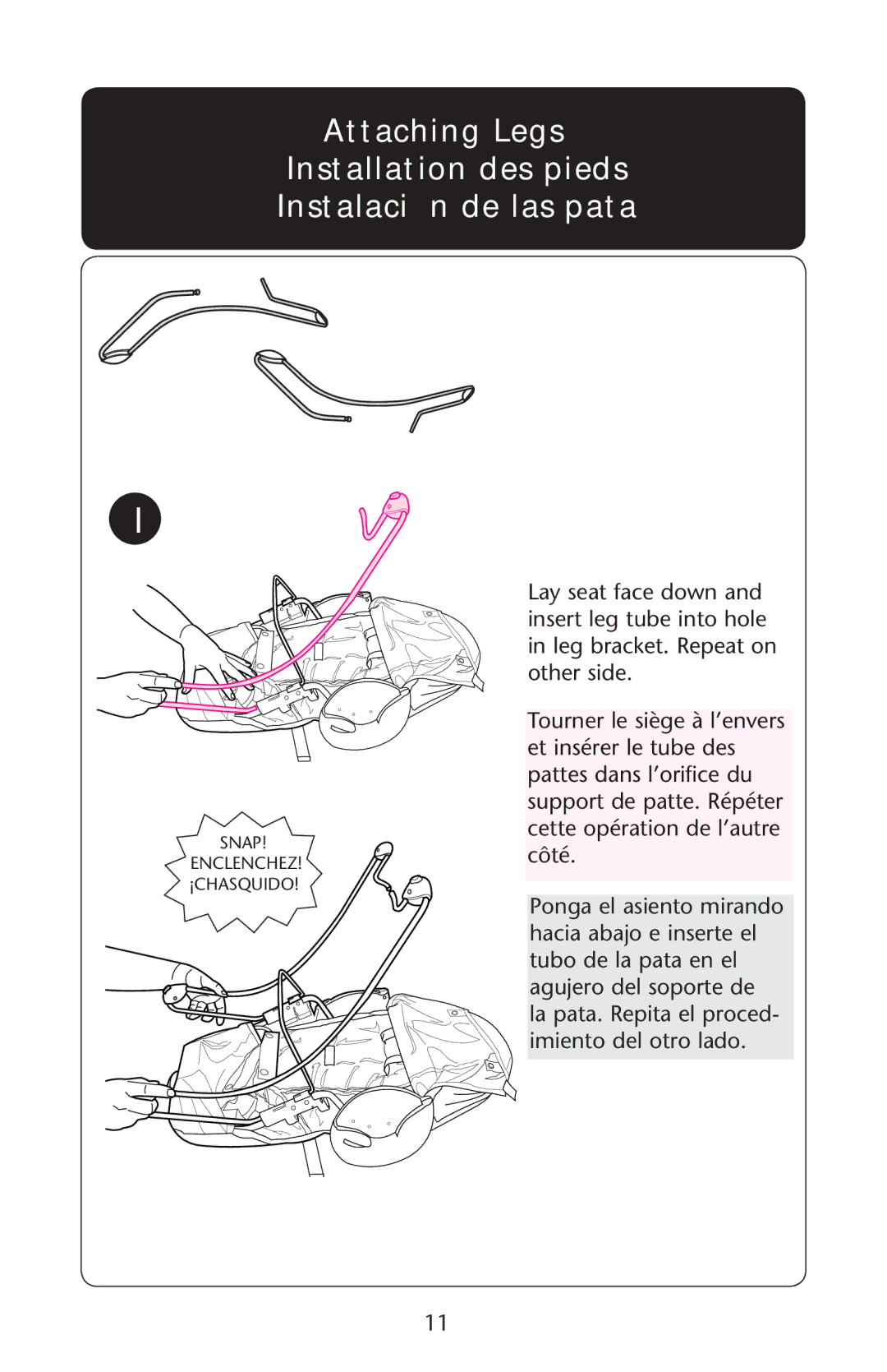 Graco PD150904A owner manual Snap Enclenchez ¡CHASQUIDO 