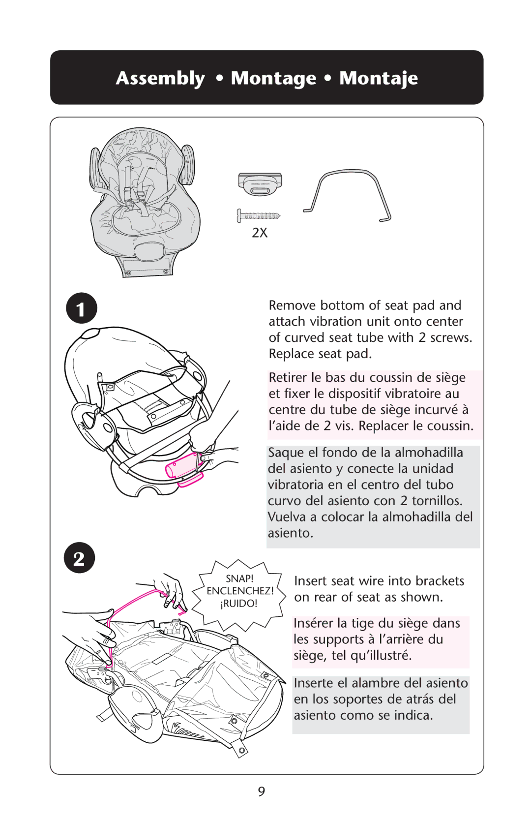 Graco PD150904A owner manual Assembly Montage Montaje 