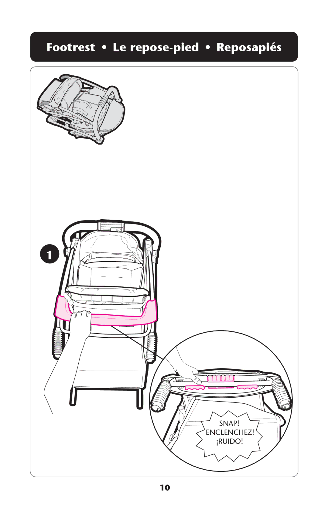 Graco PD152642A 6/10 owner manual Footrest Le repose-pied Reposapiés 