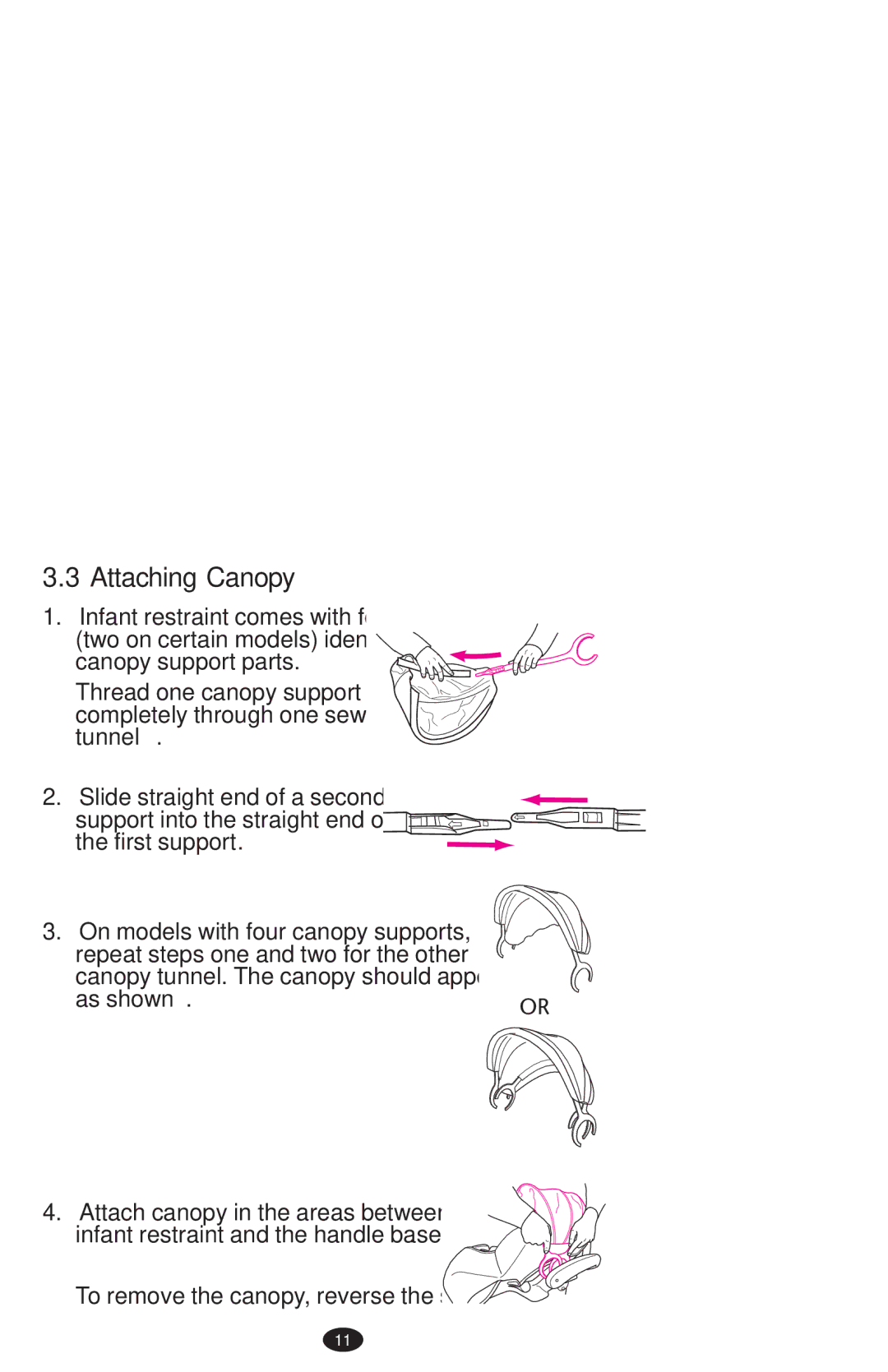 Graco PD152642A 6/10 owner manual Attaching Canopy 