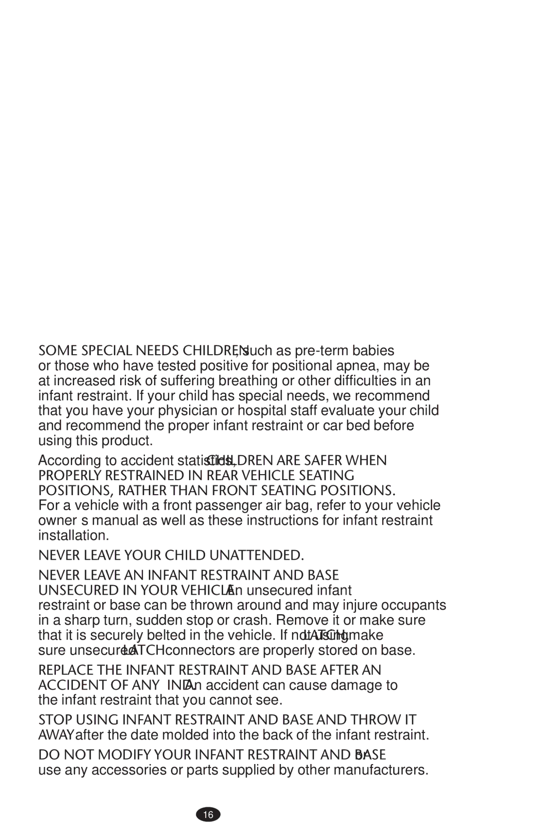 Graco PD152642A 6/10 owner manual Never Leave Your Child Unattended 