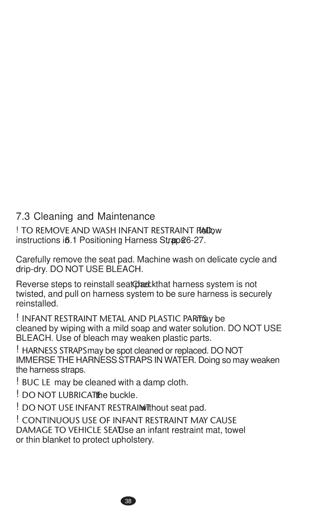 Graco PD152642A 6/10 owner manual Cleaning and Maintenance 