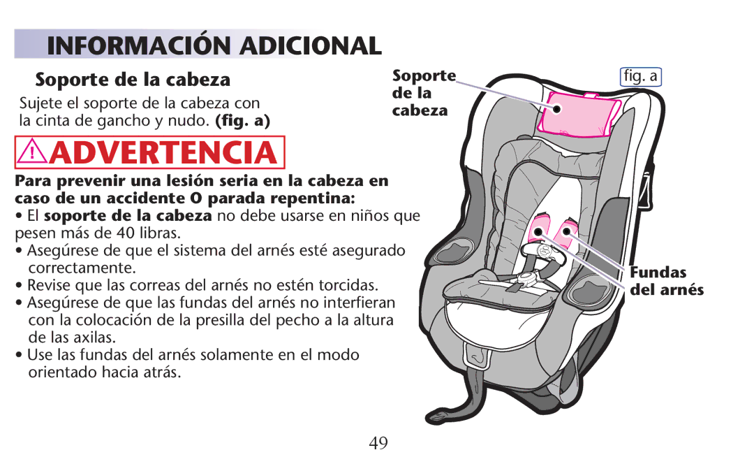 Graco PD156938B owner manual Soporte de la cabeza 