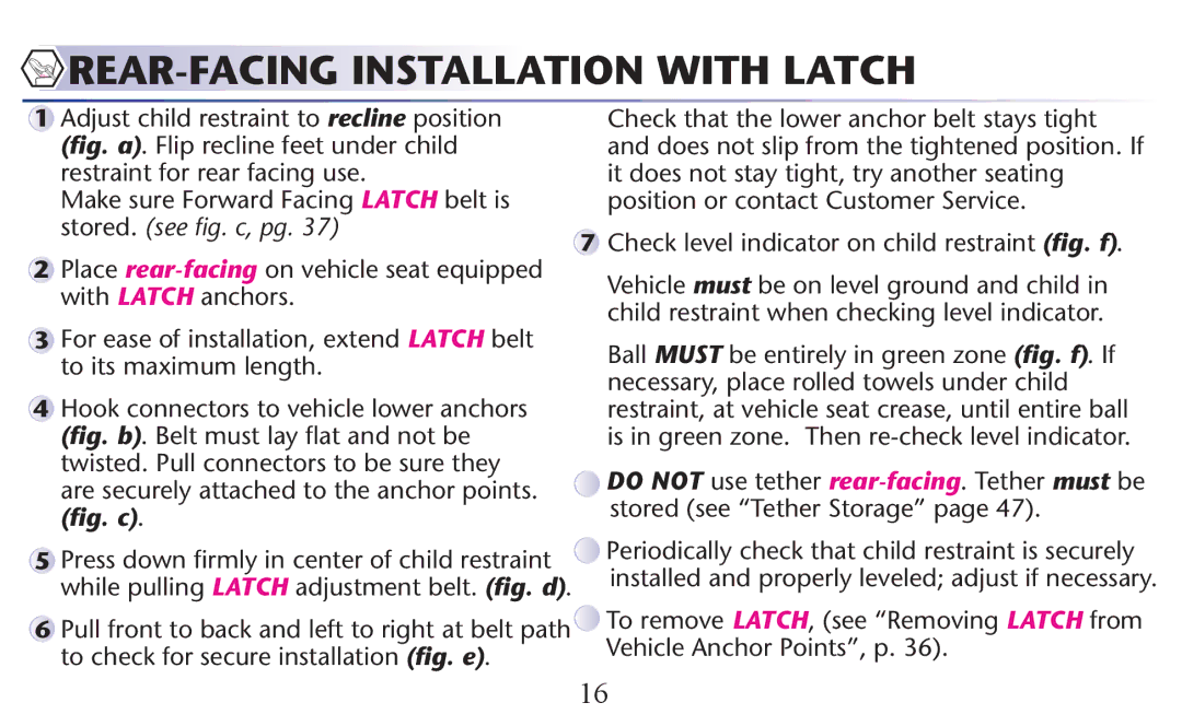 Graco PD156938B owner manual REAR-FACING Installation with Latch 