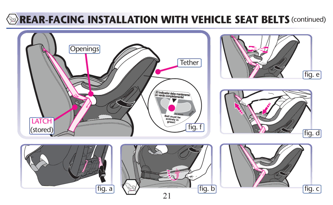 Graco PD156938B owner manual REAR-FACING Installation with Vehicle Seat Belts 