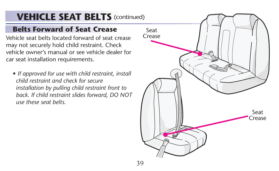 Graco PD156938B owner manual Belts Forward of Seat Crease 